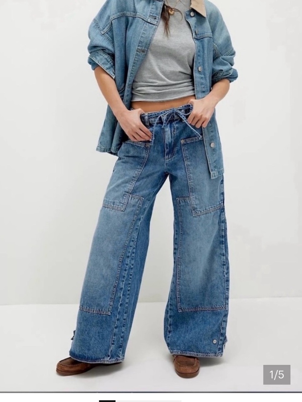 We The Free Mid Rise CRVY Outlaw Wide Leg Jeans Belted M *see pics for size*